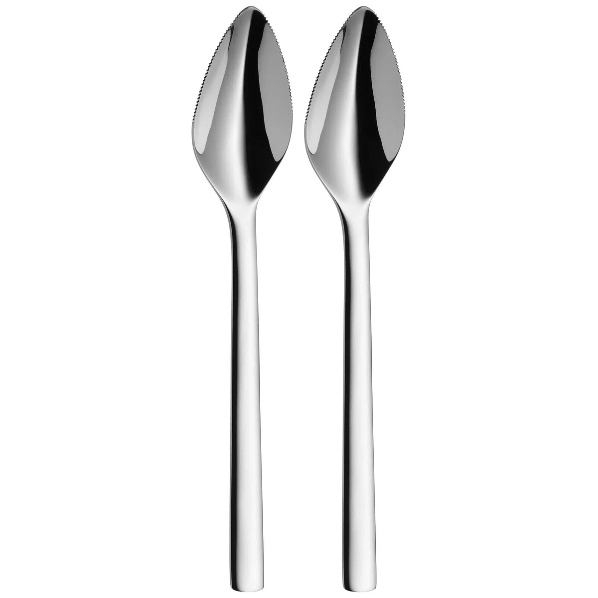 WMF Nuova 2-częściowy zestaw sztućców do grejpfruta, łyżki do grejpfruta, 16 cm, łyżeczki z ząbkami, łyżki do grejpfruta, stal szlachetna Cromargan, polerowana, nadają się do mycia w zmywarce, kolor